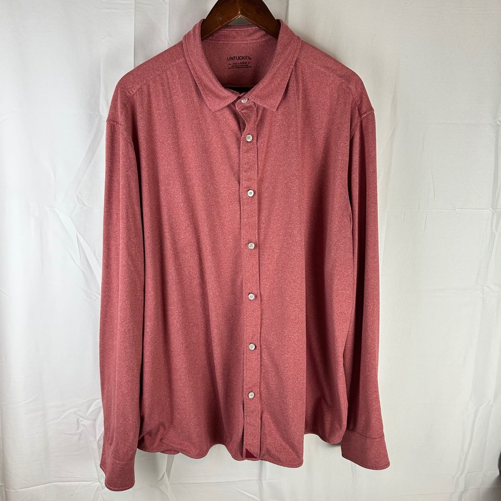 UNTUCKit Perf Tee BD Terra Shirt Mens 3XL‎ Red Heathered Performance Button Up